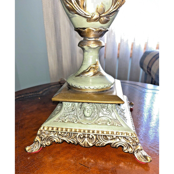 Antique French Victorian Art Deco Set Of 2 Hand Painted Lily Floral Lamps Works - Picture 10 of 16